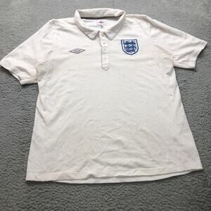 2010 Umbro England Home Football Polo Shirt Mens Large L Embroidered Logo White